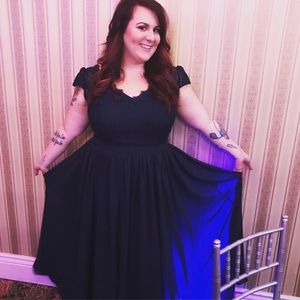 Navy blue bridesmaid dress.